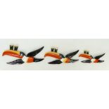 Set of Three Original Carlton Ware Toucan Guinness Wall Plaques: c1950's (small toucan 1 pint of