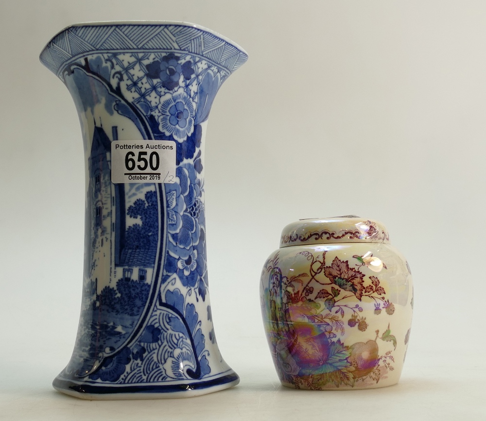 Delft porcelain vase,height 21cm and Mas