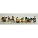 A collection of small pottery birds: including Beswick Kingfisher and Great Tit etc (8)