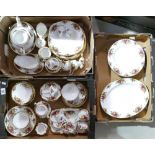 A large collection of Royal Albert Old Country Rose Tea & Dinner ware: approx 90 pieces in 3 trays