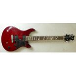 PRS Santana SE Electric Guitar in dark red: use marks showing to finish and leading edges