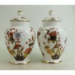 Coalport Hong Kong patterned lidded vases: height 24cm(2)