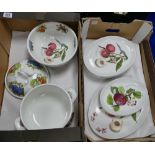 A collection of Portmeirion Pomona patterned dinner ware to include: Oval dinner plates, platters,