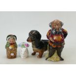 A collection of pottery items: Including Royal Doulton Sairey Gamp Toby jug,