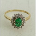 14k gold ring set with CZ white stones & synthetic green emerald stone: 14K ring 3.