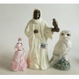 Minton Pottery & Bronze Figure The Sheik (seconds) : together with Royal Doulton Snowy Owl &