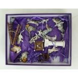 A collection of miniature cats etc: miniature porcelain cats chorus figures, frogs,