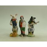 Beswick pig band characters Thomas PP11: Benjamin Pp12 and Badger Hiker ECF9 .