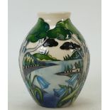 Moorcroft Grassmere Bluebell Vase: Numbered edition no 45 and signed by designer Nicola Slaney.