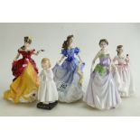 Royal Doulton Lady Figures: Rebecca HN4011, Bed Time, Belle HN3703,