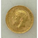 Gold HALF sovereign coin 1914: