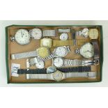 A collection of vintage wristwatches: Gentleman's wristwatches including Roamer, Seiko,