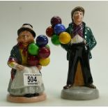 Royal Doulton character figure Balloon Boy: HN2934 and Balloon Girl HN2818 (2)