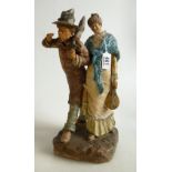 Large Terra cotta Figure group of Lady and Tramp: height 35cm