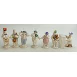 A collection of Royal Doulton snowman figures: Royal Doulton figures Lady Snowman DS8, Stylish DS3,