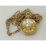 9ct gold Victorian guard chain & 18ct gold watch: 9ct gold Victorian fancy guard / muff chain 21.