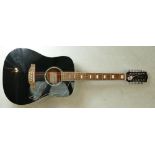 2009 Eko Ranger 12 string gloss black guitar: in original fitted hard case