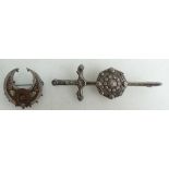 Silver jewellery - large scottish kilt pin & Victorian brooch: Kilt pin 85cm,