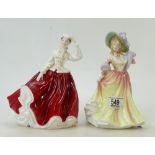 Royal Doulton lady figures: Katie HN3360 and Gail HN2937.