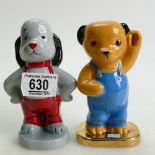 Wade Camtraks figures: Wade figures Sooty No 5 with gold base and Sweep No 6.