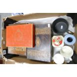 Collection boxes and china: Collection including Tunbridge ware sewing boxes in need of repair,