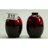 Royal Doulton flambe pair miniature vases: Royal Doulton Flambe miniature vases decorated with