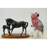 Beswick Black Beauty & Foal 2536 & Cockatoo 1818(2)