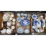 A mixed collection of items to include: blue & white dinnerware, Delft items,