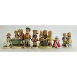 A collection of Goebel figures to include: Toy Soldier, Blessed Event, Which Hand, Goose Girl,