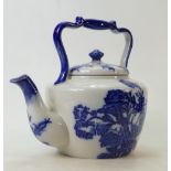 Giant flow blue & white Ironstone tea pot 30cm high: