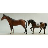 Beswick Brown Stocky Jogging Mare 855: ( third version) and a brown gloss Thoroughbred Stallion (