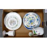 Collection of pottery: includes 4 Wedgwood crown gold plates, Queensware plate,