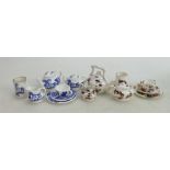 Two Coalport mini tea sets: Miniature Coalport teasets x 2, Hong Kong & Willow patterns.