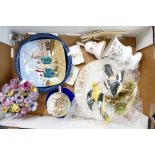 Mixed Collection of Pottery: includes Aynsley cup & saucer, Crown Staffordshire model of 2 birds,