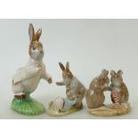 Royal Albert Beatrix Potter figures: Royal Albert unfinished figures comprising large figure of