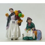 Royal Doulton character figures: Royal Doulton figures Biddy Penny Farthing HN1843 and Silks &