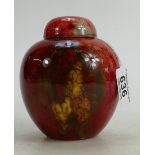 Fred Moore Royal Doulton mottled flambe ginger jar & cover: Doulton Jar & lid (lid reglued) 10cm