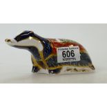 Royal Crown Derby paperweight Moonlight Badger: collectors club backstamp