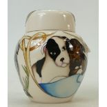 Moorcroft Happy Staffies (dog) Ginger jar: numbered edition no18,