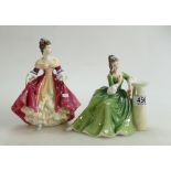 Royal Doulton Lady Figures: Secret Thoughts HN2382 and Southern Belle HN2229(2)