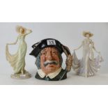 Royal Doulton Character jug Sancho Panca D6456: together with two ladies from the Leonardo