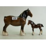 Beswick 818 Shire Horse: together with shire foal 1053(2)