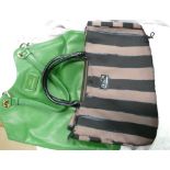 Two Lulu Guinness handbags: Calf leather emerald large Dolores tote bag together with a bow wanda