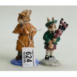 Royal Doulton bunnykins figure: Detective DB193 and Piper DB191, limited editions boxed,