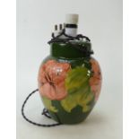 Moorcroft Hibiscus on Green Ground lamp Base: height to bottom of fitting 22cm