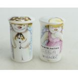 Royal Doulton Snowman cruet set: rare Snowman salt & pepper pots.