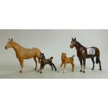 Beswick Horses to include: Huntsman's Horses 7 stretched foals etc (4)