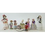 A collection of small pottery figurines: A collection of small figurines including Royal Doulton