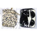 Two Lulu Guinness handbags: confetti print large Annabelle bag together with a doll face hand bag.