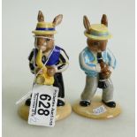 Royal Doulton bunnykins figures:Clarinet Player DB184 and Saxaphone DB186,